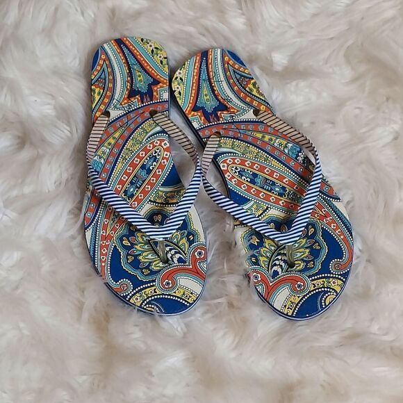 ‎Vera Bradley Blue multicolored floral Flip-flops - Picture 1 of 10